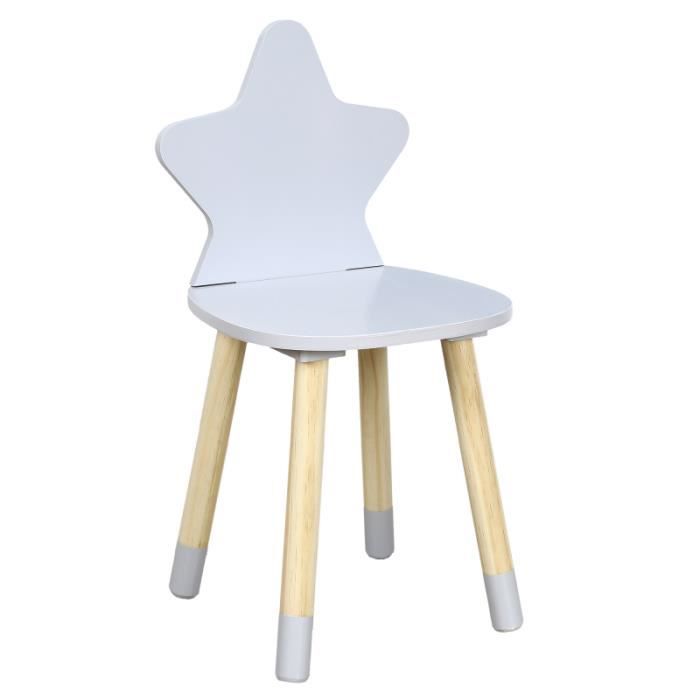 Chaise étoile - Enfant - 28 x 28 cm x H 54 cm - Gris