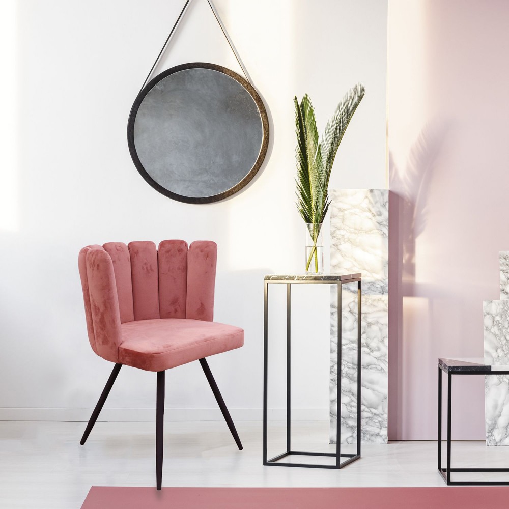 Chaise Ariel revêtement en velours - Rose