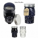 BOUGIE MASON JAR TETE DE MORT PARFUMEE MUSC BLANC 13 X 7 CM CADEAU DECORATION